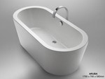 Free-standing modern bathtub with sleek design, perfect for contemporary bathrooms in South Africa.