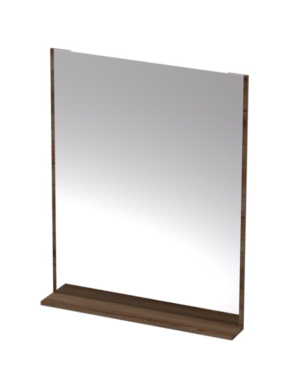 Contemporary wooden-framed bathroom mirror with a sleek design, ideal for modern bathrooms and vanity setups. Perfect for adding style and function to your bathroom space.