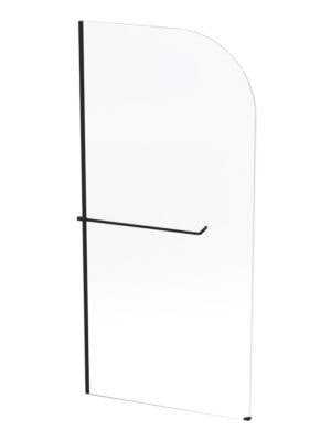 Slimline shower screen with black frame and safety glass for modern bathroom renovation, providing a stylish and functional shower enclosure.