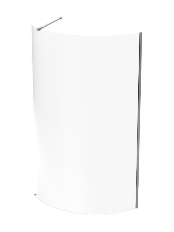 Lightweight white shower screen with a sleek, curved design for modern bathrooms. Includes stainless steel brackets for secure installation. Perfect for bathroom renovations and upgrades.