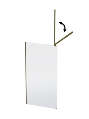 Adjustable shower screen with folding mechanism for modern bathroom designs.