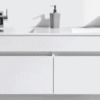 Double modern white bathroom vanity with dual sinks, ideal for contemporary bathroom designs in South Africa. Perfect for stylish and functional bathroom renovations.