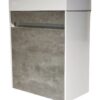 Modern bathroom vanity unit with concrete finish and white cabinetry, ideal for contemporary bathroom decor. Perfect for stylish storage and bathroom organization.