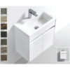 Modern white bathroom vanity with integrated basin and chrome faucet, perfect for contemporary bathroom designs in South Africa.