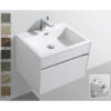Modern white bathroom vanity with integrated sink, ideal for contemporary bathroom designs in South Africa, combining functionality and sleek aesthetics.
