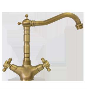 Dual Tap Faucet - Antique Brass (With Cobra Fittings)