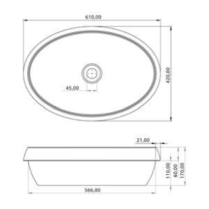 Semi Recessed Oval Basin