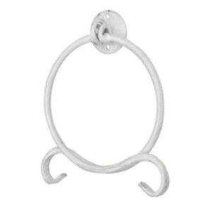 POS TOWEL RING WHT/PEWTER