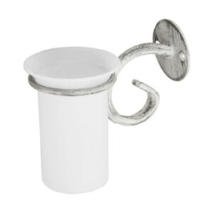 POS W/M TOILET BRUSH HOLDER WHT/PEWTER