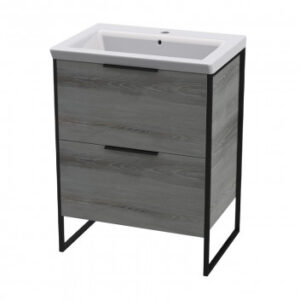 CONWAY 600 FLOOR UNIT - MATT BLACK STEEL AND MADURA OAK (No Basin)