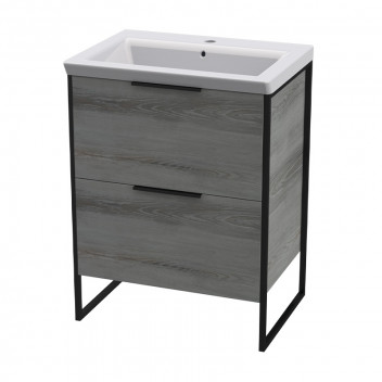 CONWAY 600 FLOOR UNIT - MATT BLACK STEEL AND MADURA OAK (No Basin)
