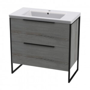 CONWAY 800 FLOOR UNIT - MATT BLACK STEEL AND MADURA OAK (No Basin)