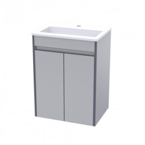 HILDA WALL HUNG UNIT - DUNBLANE GREY + STORM GREY EDGING (INCL BASIN)