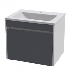 HUGO 600 WALL HUNG UNIT - P/WHITE+S/GREY FRONTS+HUGO 600 BASIN