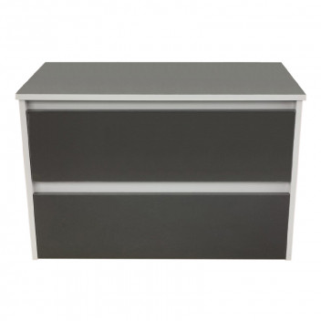 C0000123 IRIS 800 W/HUNG 2 DRAW UNIT. SOLID TOP - HGW & S/GLOSS GREY (No Basin)