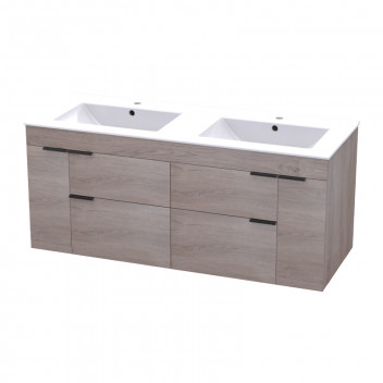 MONTERO 1200 WALL HUNG 4 DRAW 2 DOOR UNIT - MADURA OAK (No Basin)