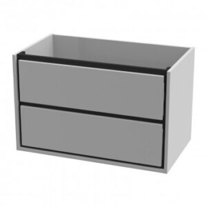 VOGUE WALL HUNG 2 DRAW UNIT 800MM - HGW & BLACK PEEN (No Basin)
