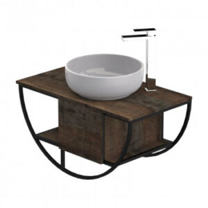 FERRO 850 HALF ROUND W/HUNG UNIT - MATT BLACK STEEL & NAPOCA (Excluding Basin & Tap)
