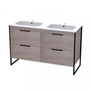 CONWAY 1200 FLOOR UNIT - MATT BLACK STEEL AND MADURA OAK (No Basin)