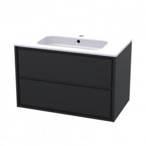 VOGUE WALL HUNG 2 DRAW UNIT 800MM - SUPAMATT BLACK (No Basin)