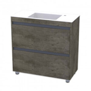 ABBA 800 WALL HUNG UNIT - NATURAL CONCRETE + STORM GREY CLEAT (No Basin)
