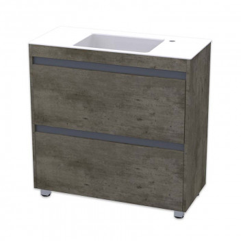 ABBA 800 WALL HUNG UNIT - NATURAL CONCRETE + STORM GREY CLEAT (No Basin)