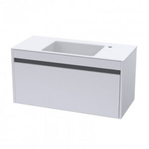 ABBA 800 WALL HUNG UNIT - HIGH GLOSS WHITE + STORM GREY CLEAT (No Basin)