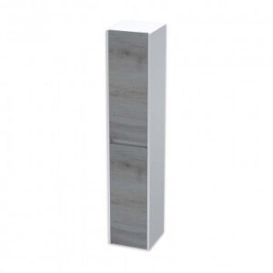 LILY 1500 TALL UNIT - HIGH GLOSS WHITE + ESPERANZA OAK FRONTS