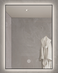 MIR600LEDSOPBLK Led Sophia Black Framed Square Mirror 600x900 Vertical