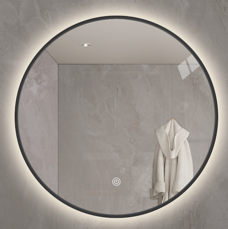 Led Amalia Black Framed Round Mirror 900 - 5mm IP44