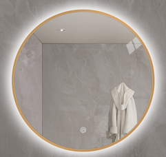 Led Amalia Gold Framed Round Mirror 900 - 5mm IP44