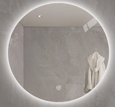 Led Zara Round Mirror 900 - 5mm Rechargeable Battery IP44