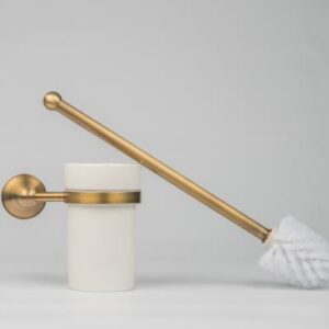 Toilet Brush and Holder - Antique Brass