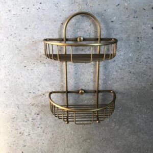 Double Caddy Shower Basket - Antique Brass