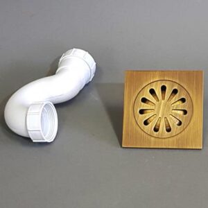 Shower Drain & Cover - Antique Brass (With U Trap)