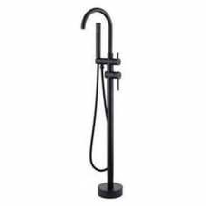 Single Lever Bath Shower mixer floor mounted Round MATT BLACK