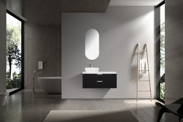 Trento 1200 Carbon Black Bathroom Cabinet