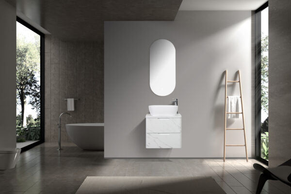 Trento 600 Calacatta Bathroom Cabinet